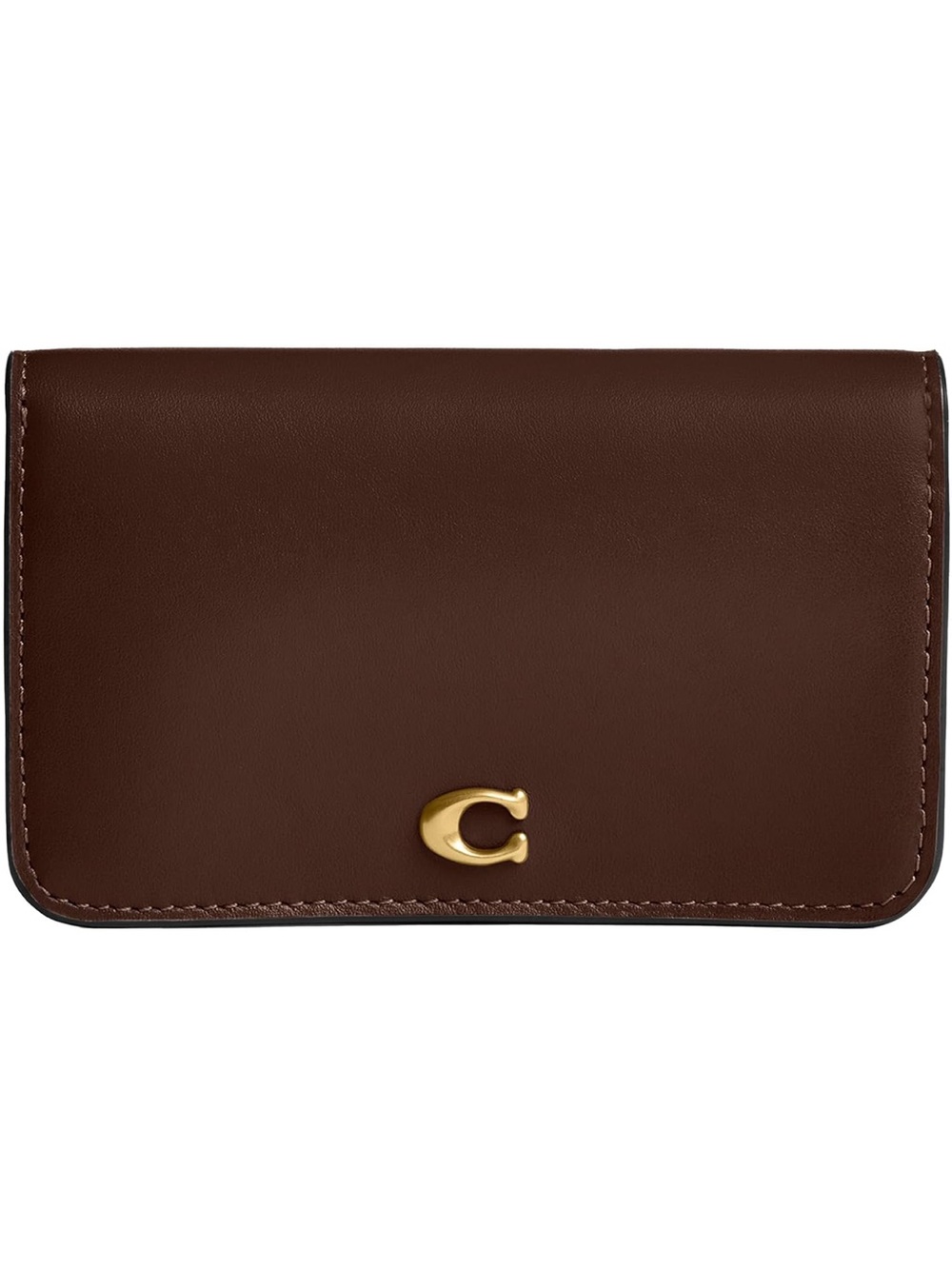 Coach Maple Leather Essential Slim Card Case Holder Wallet with Gold - New